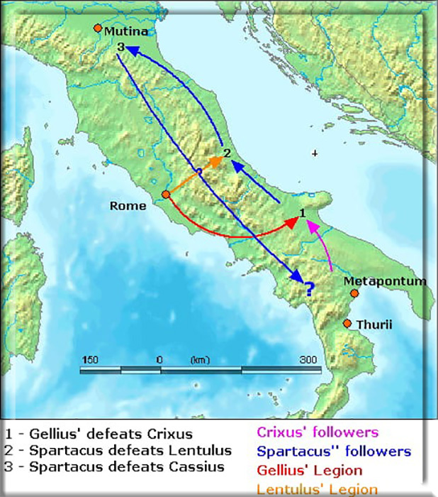 Движения обеих сторон по версии историка Плутарха
