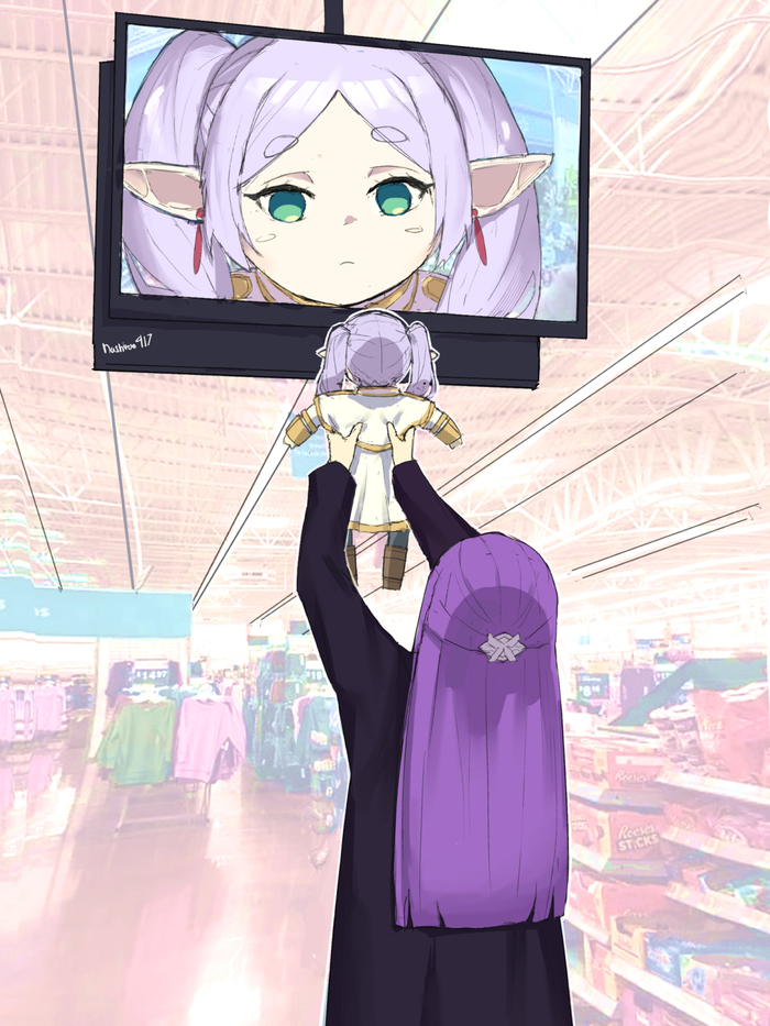 История в трёх картинках Anime Art, Аниме, Frieren, Fern, Sousou no Frieren, Длиннопост, Heiter