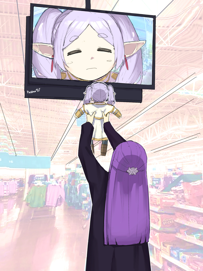 История в трёх картинках Anime Art, Аниме, Frieren, Fern, Sousou no Frieren, Длиннопост, Heiter