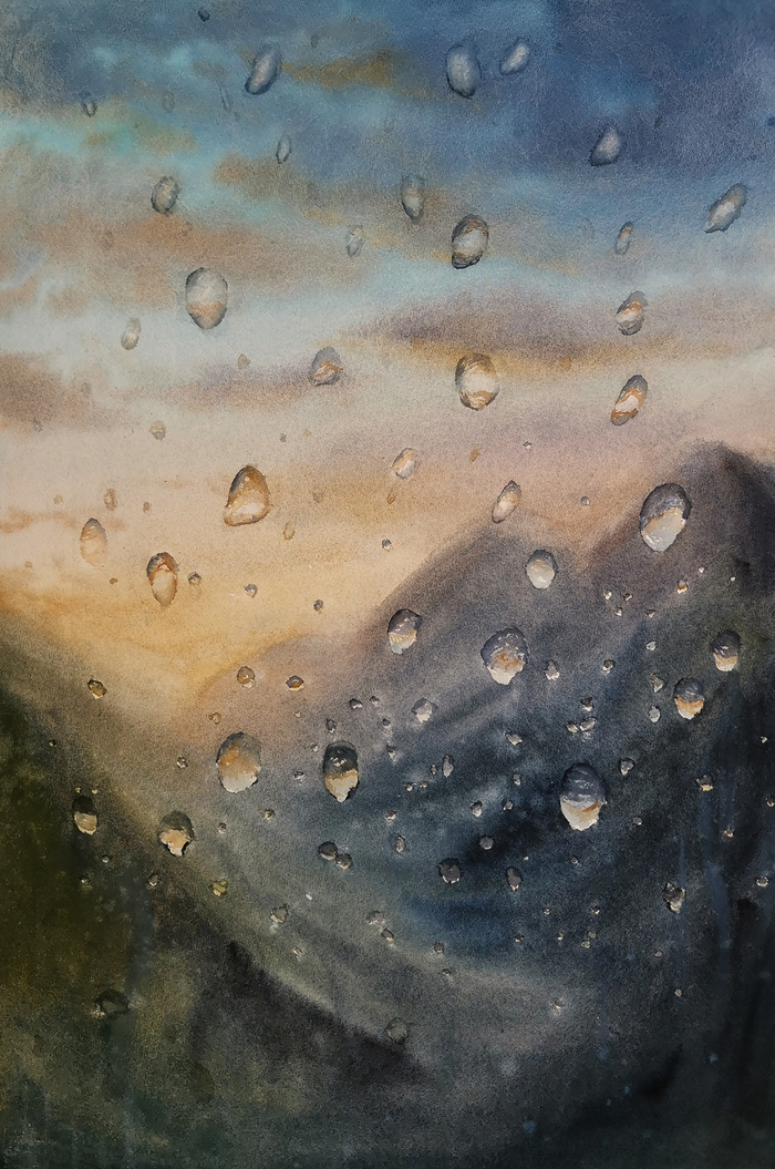 Горы после дождя, акварель | Пикабу