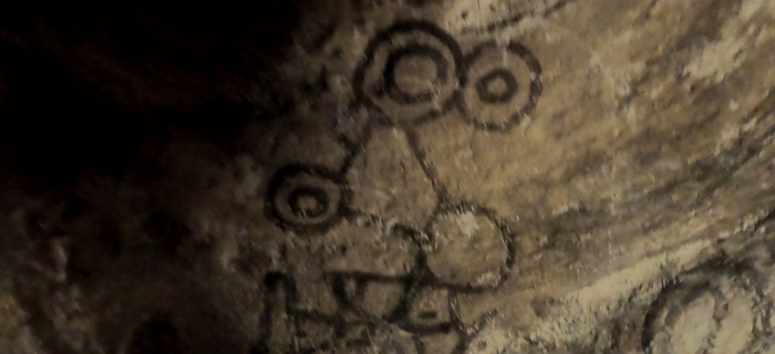 Часть наскального рисунка "в стиле" майя, Пещера Амбросио (Cueva Ambrosio), Варадеро, Куба 2023