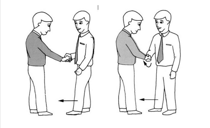 Шаг вперёд левой ногой, выравнивание рук и шаг правой ногой