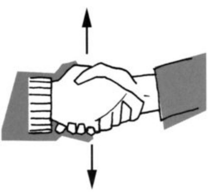 Обе руки находятся в вертикальном положении