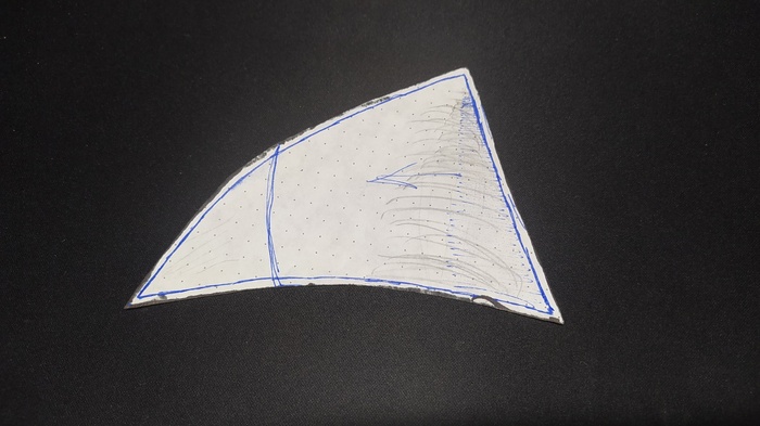 Далее рисуем шаблон или за 50 бачей покупаем у буржуев гайд и там будут уже готовые , распечатываем и погнали. Я же нарисовал от болды. Самое главное это соблюдение направления меха (стрелкой показано ) У буржуев уже есть на шаблоне всё и парится не нужн