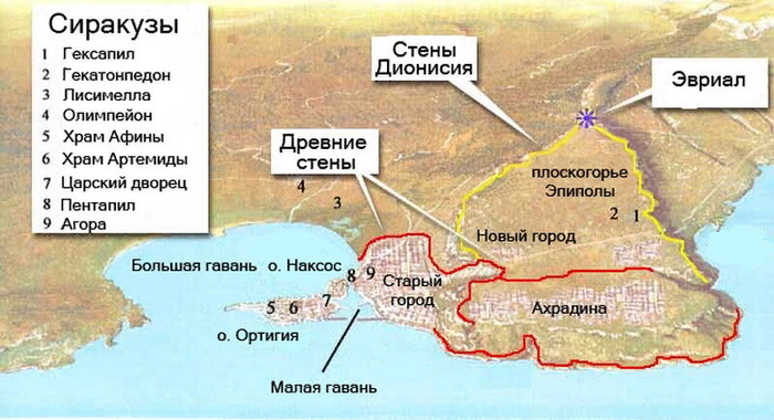 План древних Сиракуз.