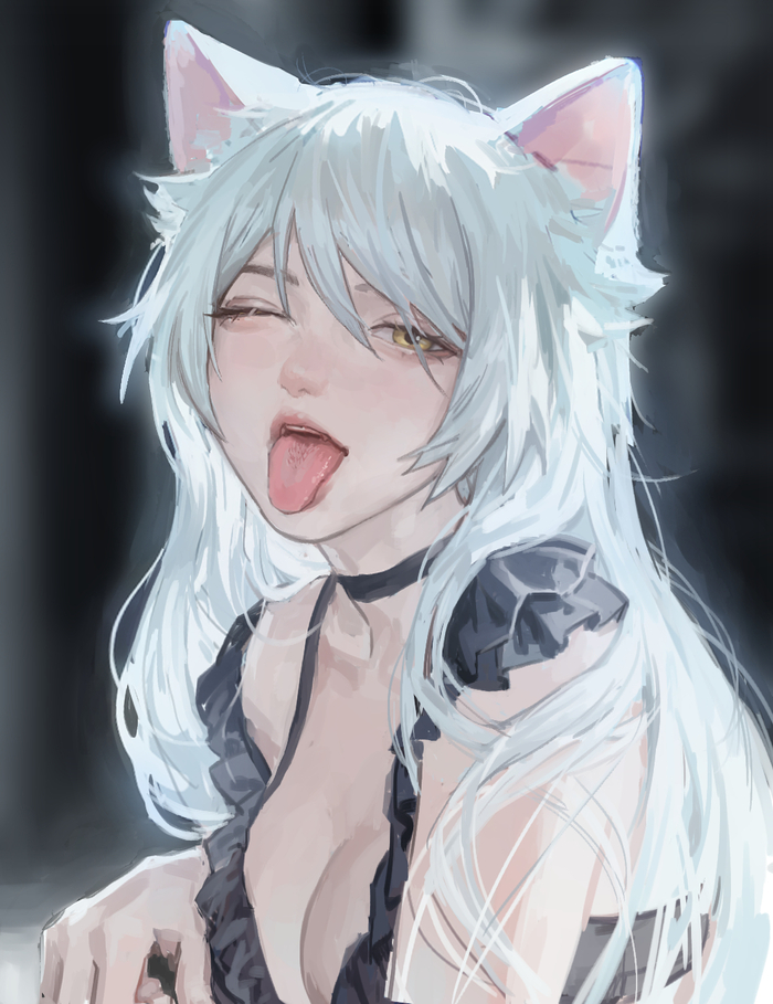    ) Anime Art, , , , Monogatari series, Black hanekawa, Animal Ears