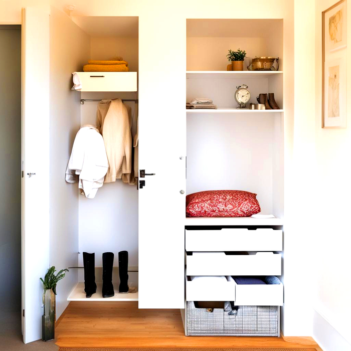 Гардеробная с выдвижными ящиками