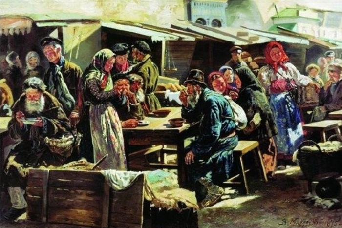 Маковский В. Е. "Обед" (Этюд для картины "Толкучий рынок в Москве")