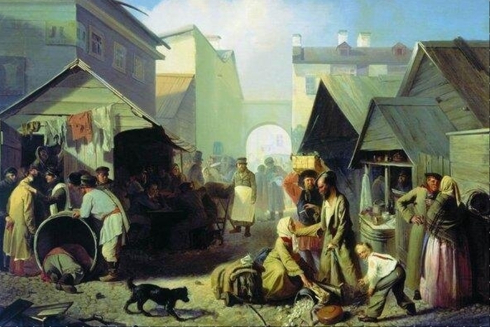 Волков А.М. "Обжорный ряд в Петербурге" (1858)