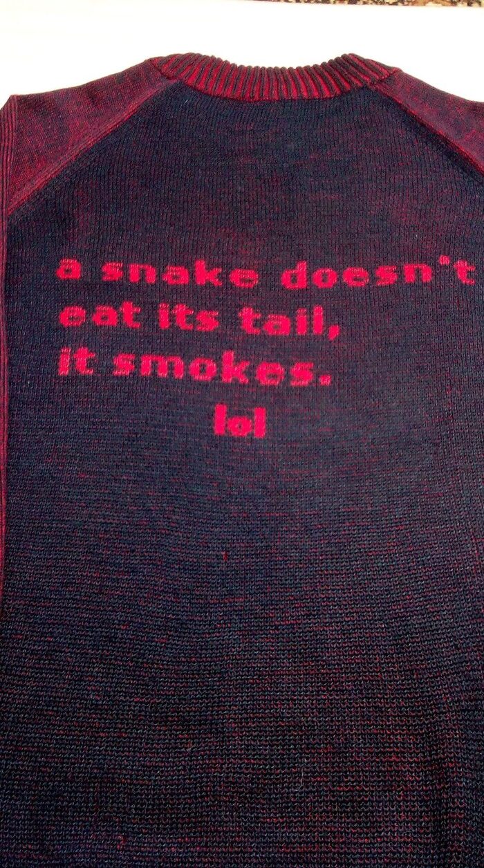 Спинка. Джемпер "Уроборос". Жаккард 2 цвета.