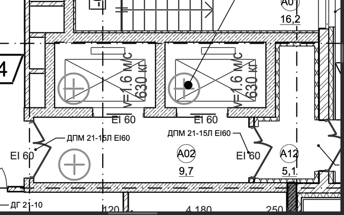 Фрагмент плана 1-го этажа 4-го подъезда ЖК "Лилия"