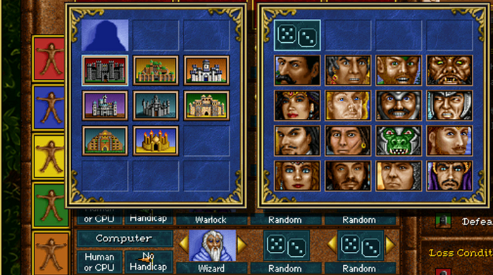 Выбор фракции и конкретного стартового героя