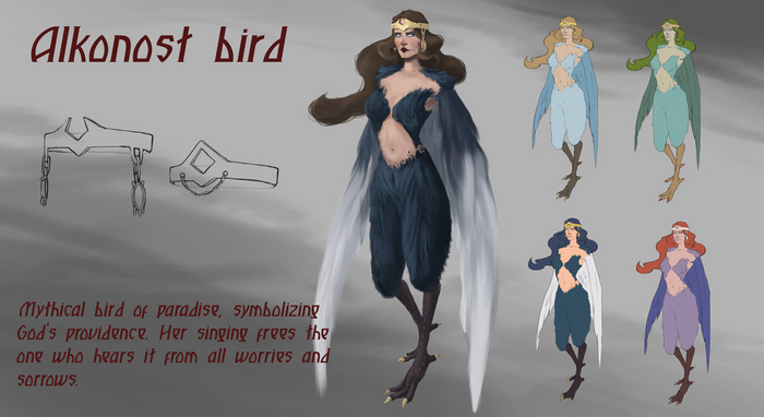 Alkonost bird  , , 2D, , Digital, ,  , Photoshop