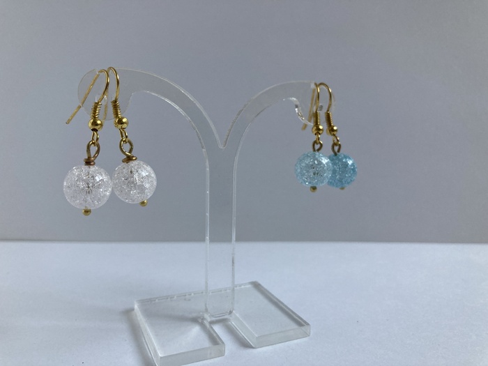 Серьги. Кварц "кракле" прозрачный и тонированный.