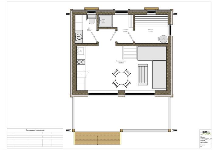 Планировка домика с парилкой
