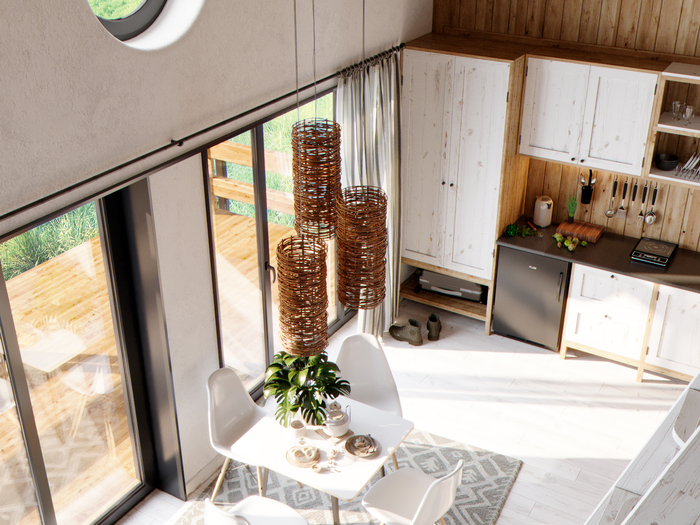 Вид на гостиную сверху