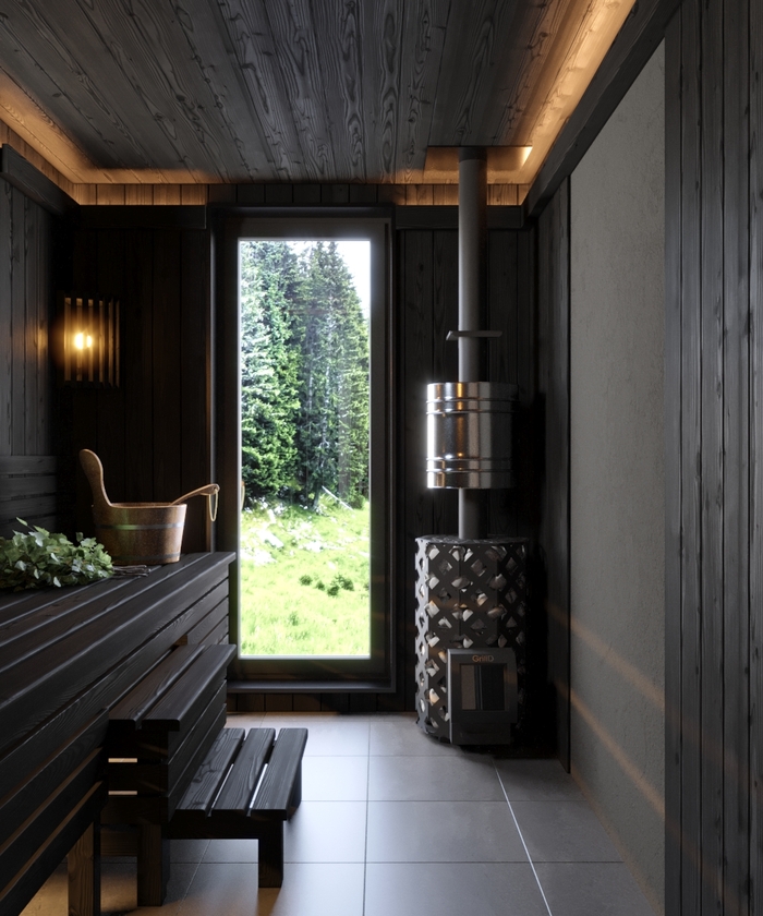 Парилка планируется со своей вентиляцией, свежим дыханием и печью с эффектом вьюги.