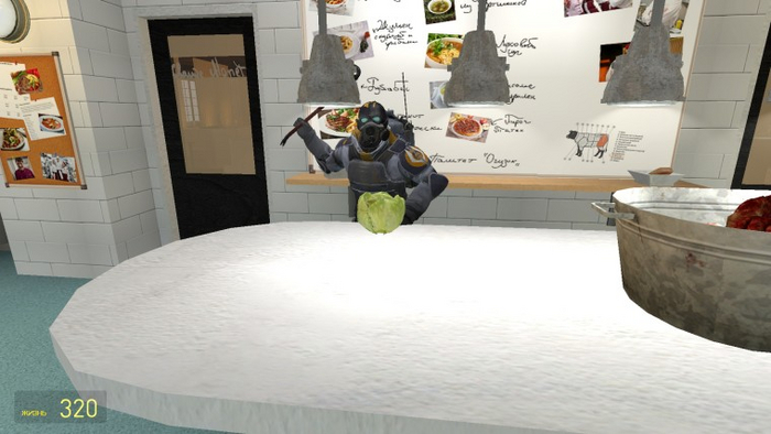 Режем кочан капусты и кладем в тазик. (не важно что у вас есть монтировка которые вы убили хедкраба )