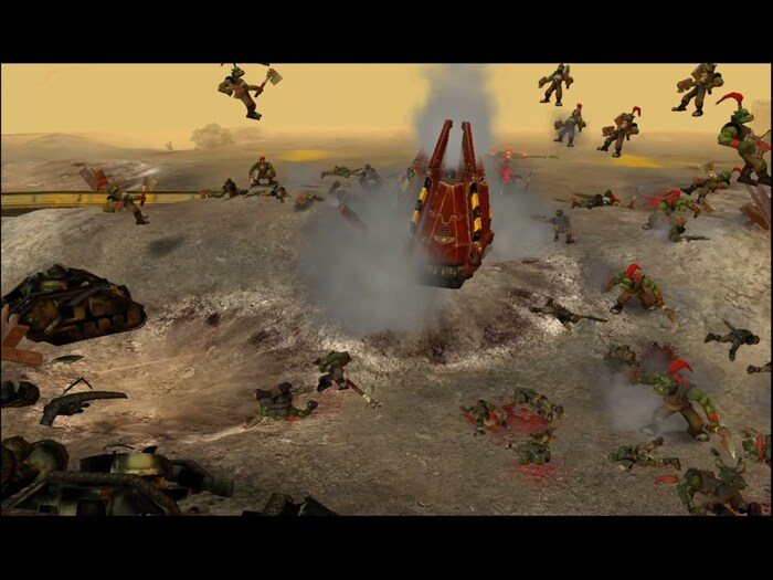 орки в удивлении разлетаются от такого эффектного появления