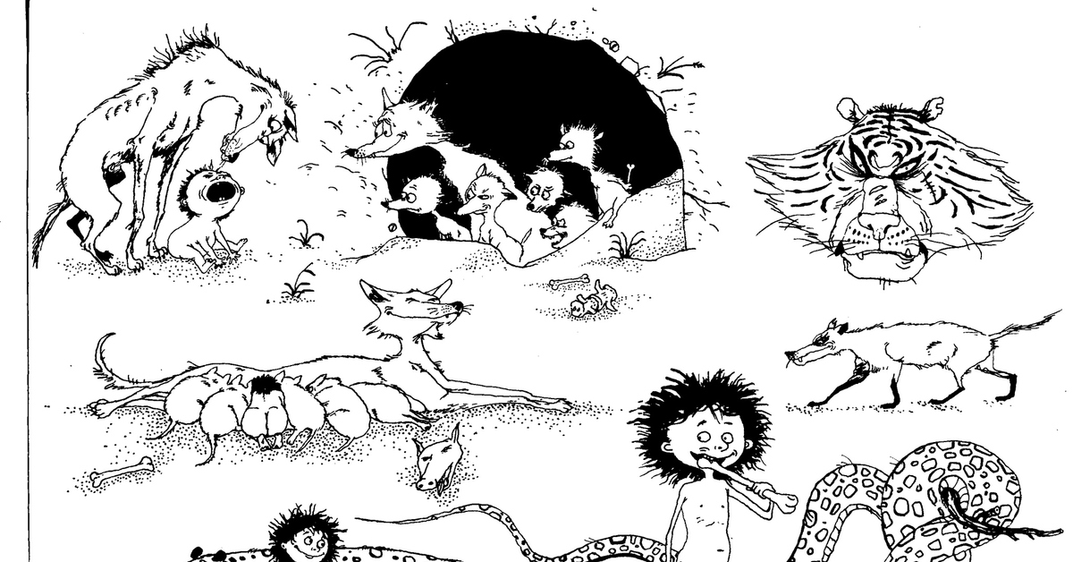 Маугли. Тушь, перо | Пикабу