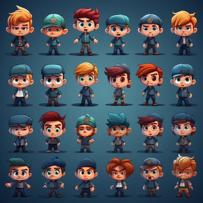 2d Sprite Character design, cartoon style