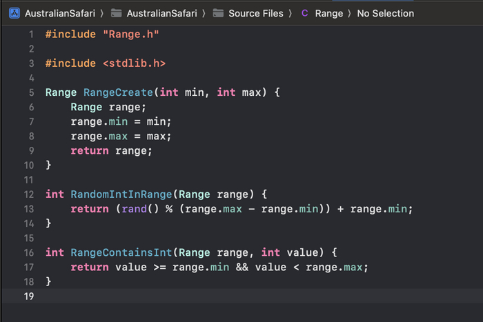 Содержимое файла Range.c