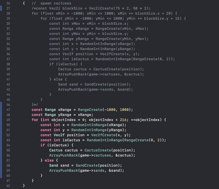 Изменённый алгоритм генерации кактусов и песка