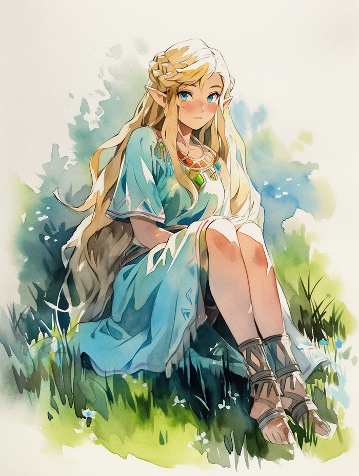     The Legend of Zelda, Princess Zelda, Game Art, Nintendo Switch, , Midjourney,  ,  , , , , , Anime Art,   , ,  ,  , 