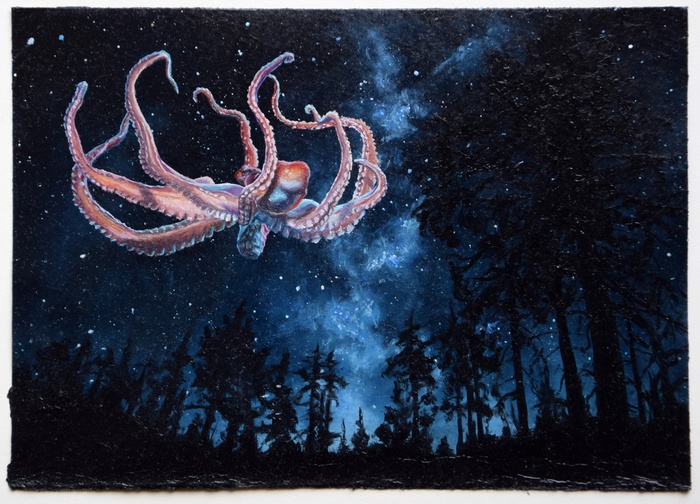 Медузы в небе. Роспись стены Творчество, Картина маслом, Рисование, Картина, Живопись, Роспись стен, Длиннопост