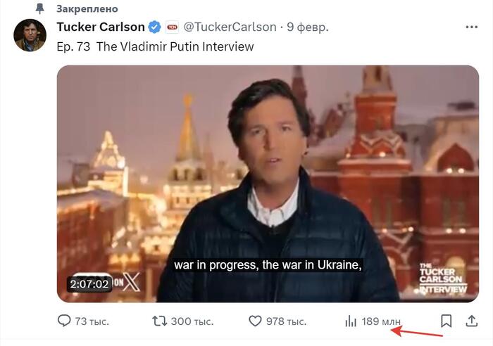 Сколько просмотров у Карлсона?