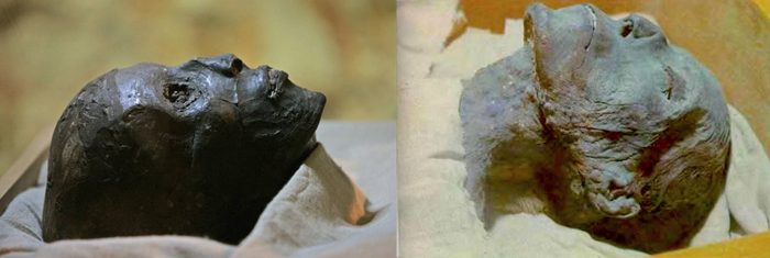 Мумии Тутанхамона (слева) и Аменхотпа II