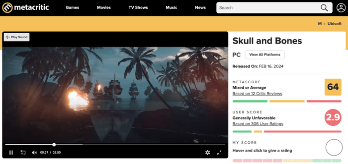 Skull and Bones     .     2,9   Metacritic  , , Skull and Bones, Ubisoft, Metacritic, , 