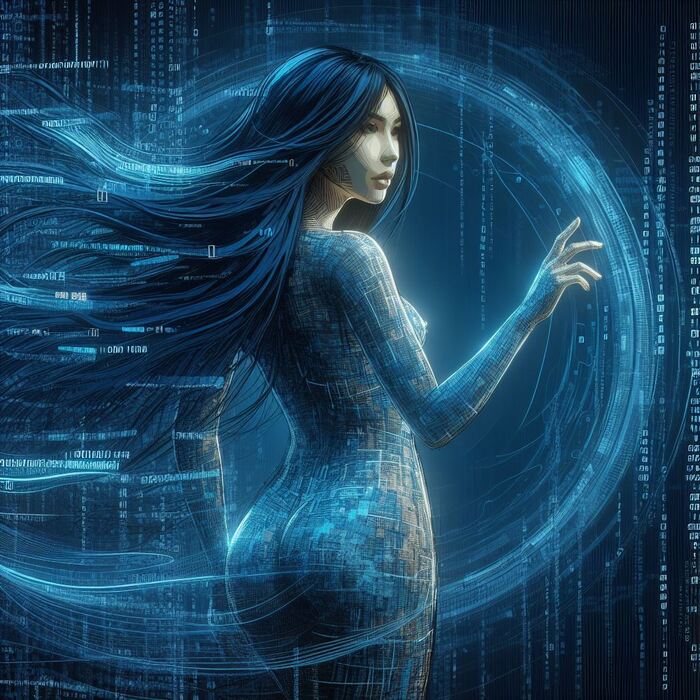 Goddess of the World Wide Web  , Dall-e, , Lady, , , , Cyberpunk 2077, 