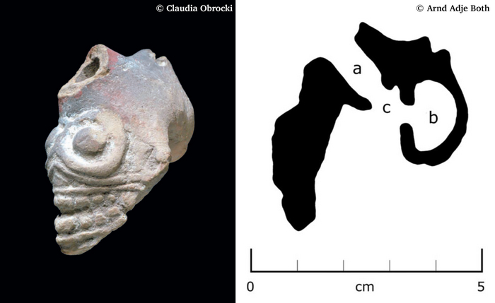 Схема внутреннего устройства одного из найденных свистков / Arnd Adje Both, "On the Context of Imitative and Associative Processes in Prehispanic Music"