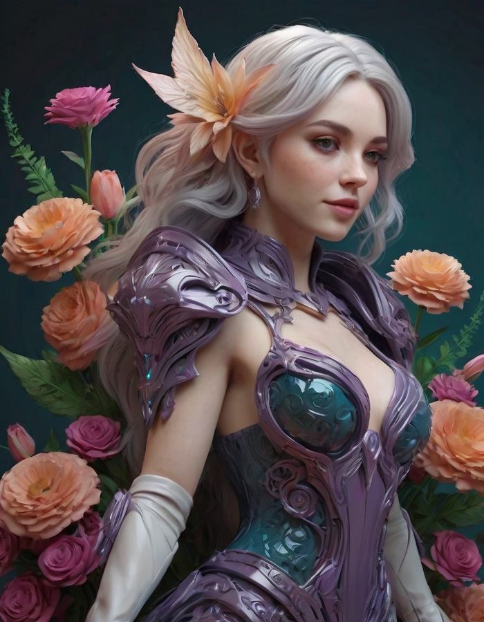 Ищу промт как сделать цветочный костюм в стиле киберпанк, кто поможет?
