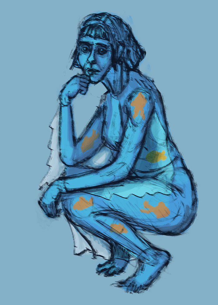 Эскиз №5 Океанида с рыбками внутри