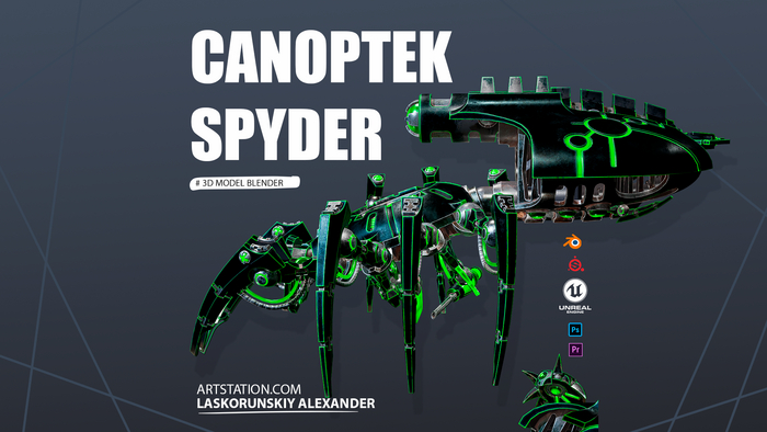 Necron Canoptek Spyder 3D , Unreal Engine, Blender, Wh Art, Warhammer, Necrons, Substance painter, Cinematic, , YouTube, 