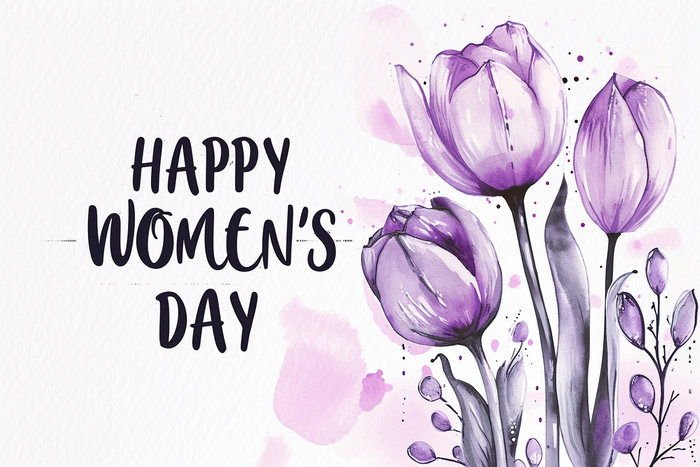 two color background white and light purple with handwritten "HAPPY WOMEN'S DAY" --chaos 20 --ar 3:2