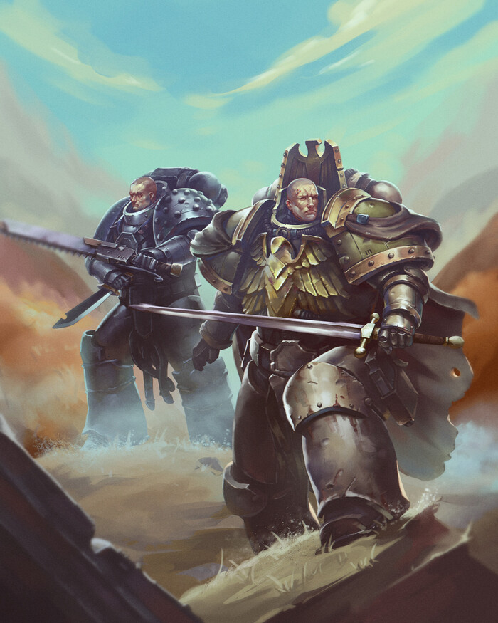 Nathaniel Garro and Garviel Loken by Vitaly Perevoshikov Warhammer 40k, Wh Art, Sons of Horus, Death Guard, Garviel Loken, Garro