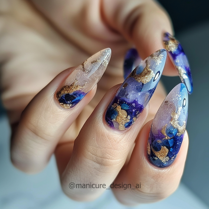 Маникюр вдохновленный текстурой драгоценных камней Часть 4