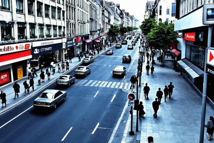 street, on a CCTV camera, bustling urban life, CCTV photography,