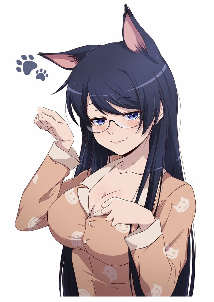  ) Anime Art, , , , Monogatari series, Black hanekawa, Animal Ears