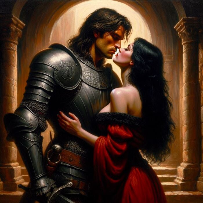 My knight... My love...  , Dall-e, , , Lady, , , , , , , 2D, 