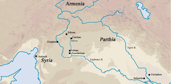 (Карта Парфии и сопредельных стран и регионов)