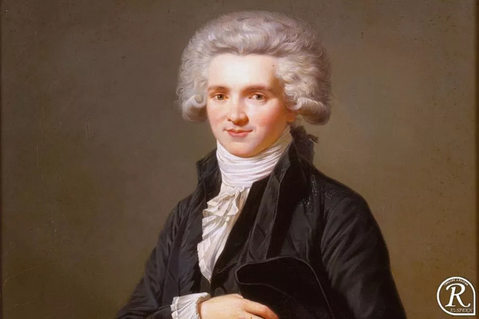 Главой якобинской шайки был этот милый на вид мужчина - Максимилиан Робеспьер. Несмотря на негрозную внешность, идеи его были совсем не миролюбивыми