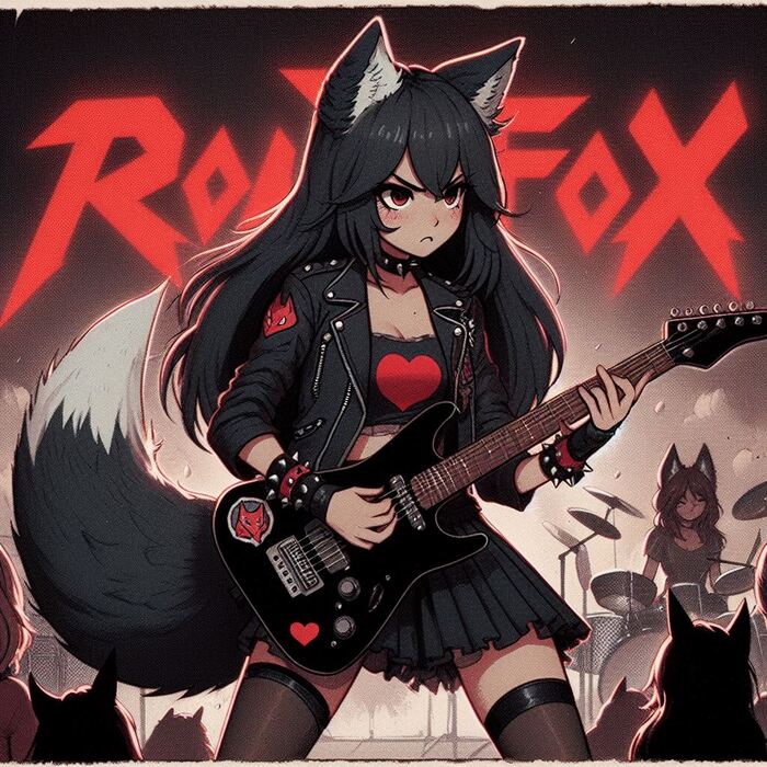 Rox Fox  ,  , , , Anime Art, , Original Character, , Animal Ears, , , Heavy Metal, , , , Ginger & White, 
