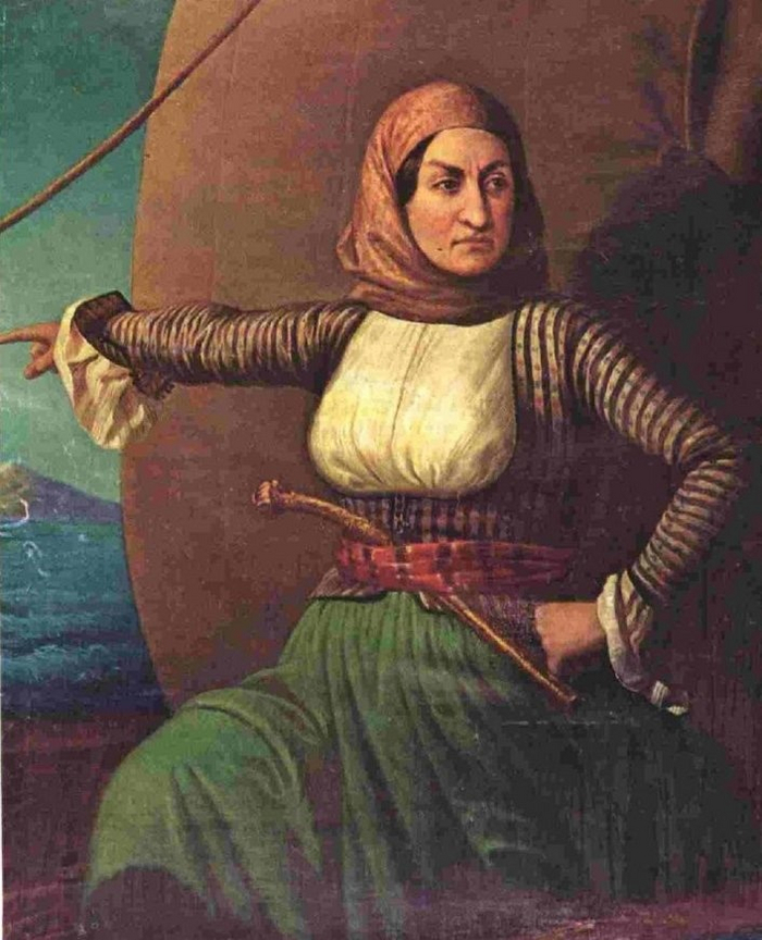 Ласкарина Бубулина (1771-1825 г., наст.имя - Мария Пиноци) - участница освободительного движения, первая и единственная женщина-адмирал Российского флота, единственная женщина, состоявшая в «Филики Этерия». Для тайной организации Бубулина закупала оружие и