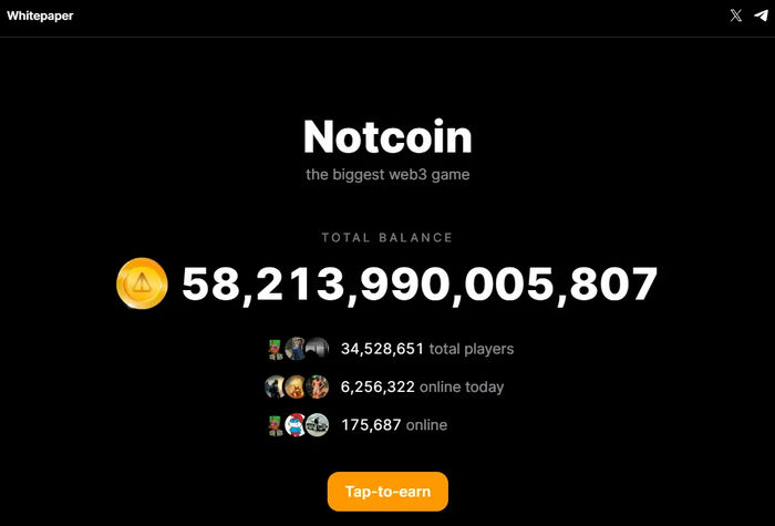 Общая эмиссия монет. Источник - <a href="https://pikabu.ru/story/fenomen_notcoin_chto_takoe_notcoin_kak_emu_udalos_privlech_stolko_polzovateley_i_skolko_budet_stoit_token_not_11278697?u=https%3A%2F%2Fnotcoin.tg%2F&t=%D0%BE%D1%84%D0%B8%D1%86%D0%B8%D0%B0%D0%BB%D1%8C%D0%BD%D1%8B%D0%B9%20%D1%81%D0%B0%D0%B9%D1%82%20Notcoin&h=95ba417452290b5309f9242f2ee7cfb9177d1d0c" title="https://notcoin.tg/" target="_blank" rel="nofollow noopener">официальный сайт Notcoin</a>