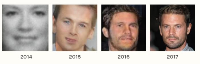 Сгенерированные нейросетью изображения лиц.