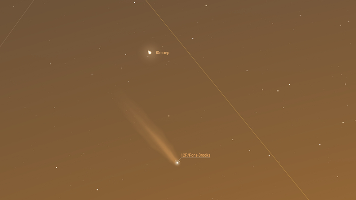 13 апреля 2024: Комета продолжает движение по созвездию Овна. Предполагаемая звездная величина 3,78m. Элонгация 23 градуса. Комета достигла наибольшего сближения с Юпитером